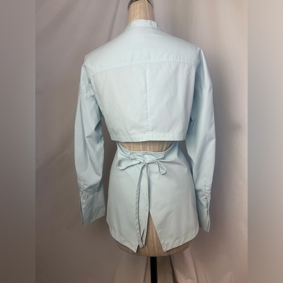 3.1 Phillip Lim Ruched Tie Button Front Long-sleeve Shirt Size 0 - Picture 3 of 6